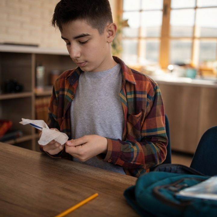 Teenager displaying repetitive behavior associated with obsessive-compulsive disorder.